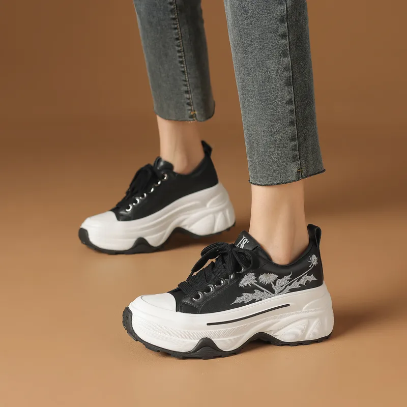 Rosa Bianca Anti-Slip Wear-Resistant Breathable Lightweight Height Increasing Low-Top Chunky Sneakers Women's-2