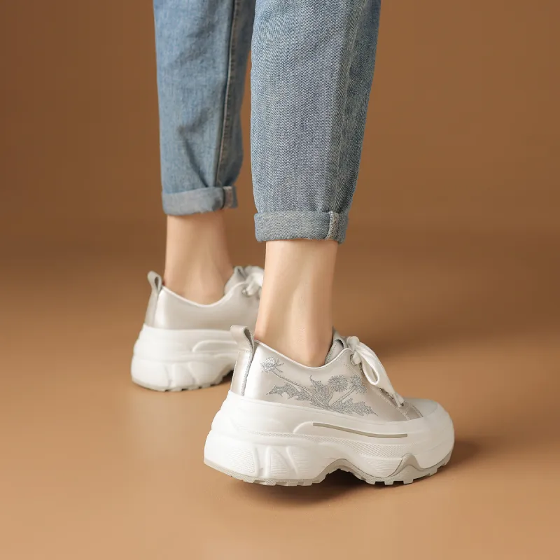 Rosa Bianca Anti-Slip Wear-Resistant Breathable Lightweight Height Increasing Low-Top Chunky Sneakers Women's-12