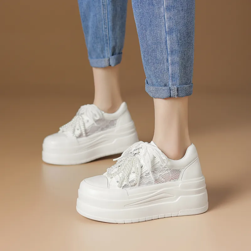 Rosa Bianca Lightweight Breathable Height Increasing Low Top Skateboard Shoes Women's-1