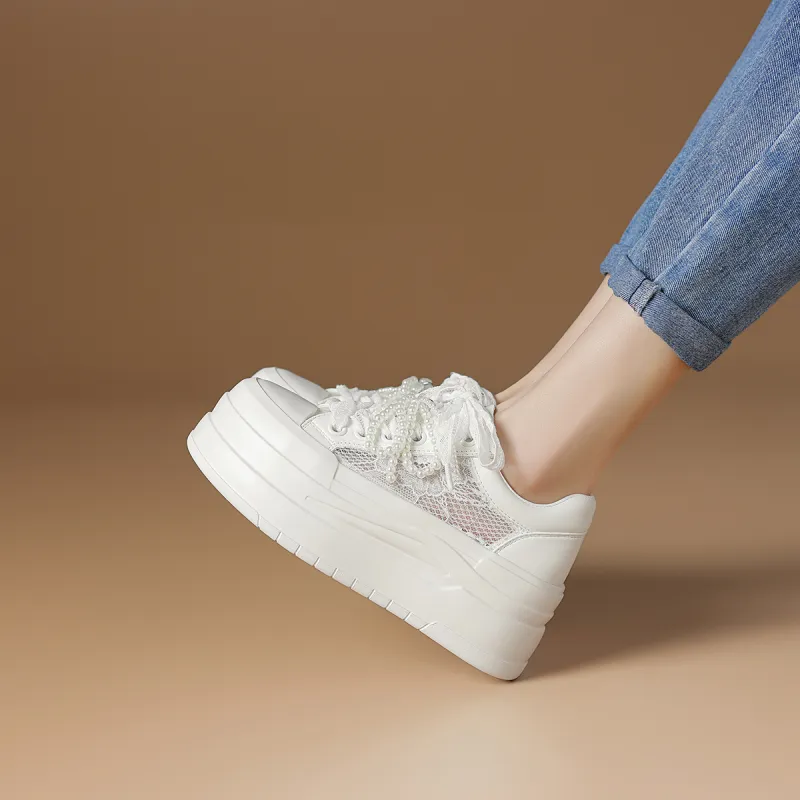 Rosa Bianca Lightweight Breathable Height Increasing Low Top Skateboard Shoes Women's-3