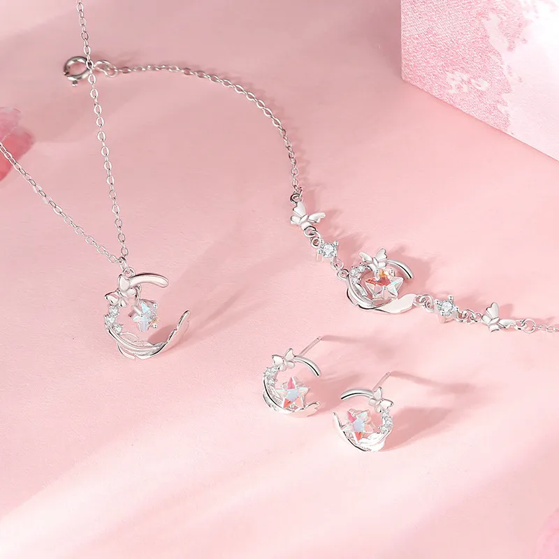 DAWO 925 Sterling Silver Design Mori Style Stars Refreshing Sweet Style Bracelet Women's-4