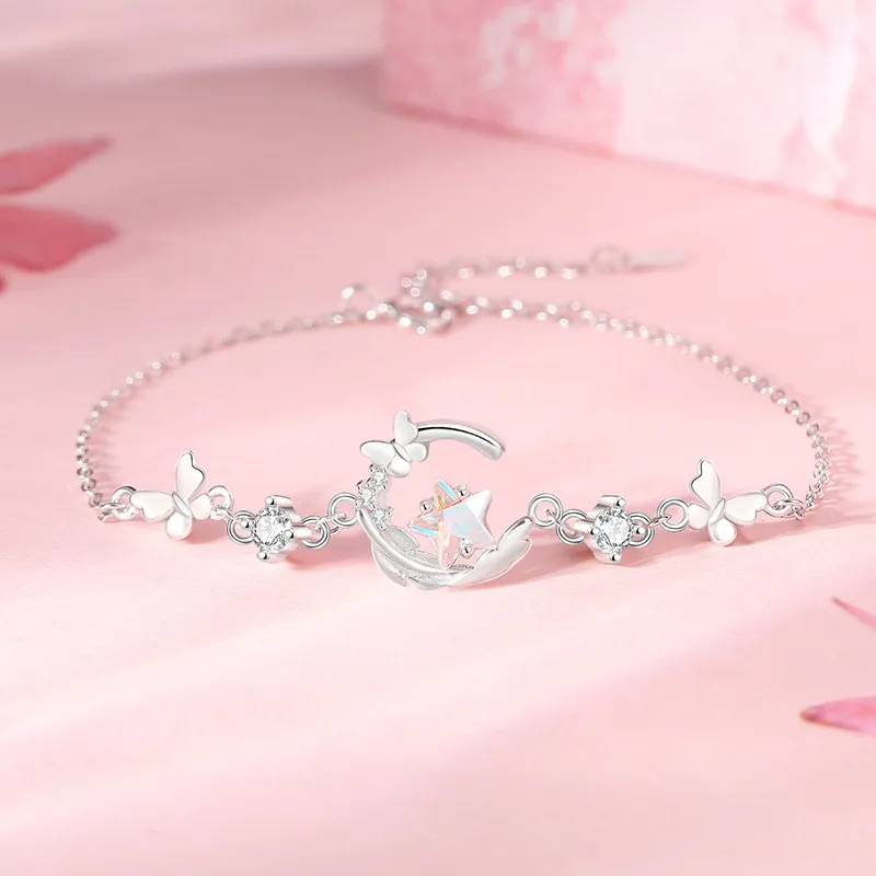 DAWO 925 Sterling Silver Design Mori Style Stars Refreshing Sweet Style Bracelet Women's-1
