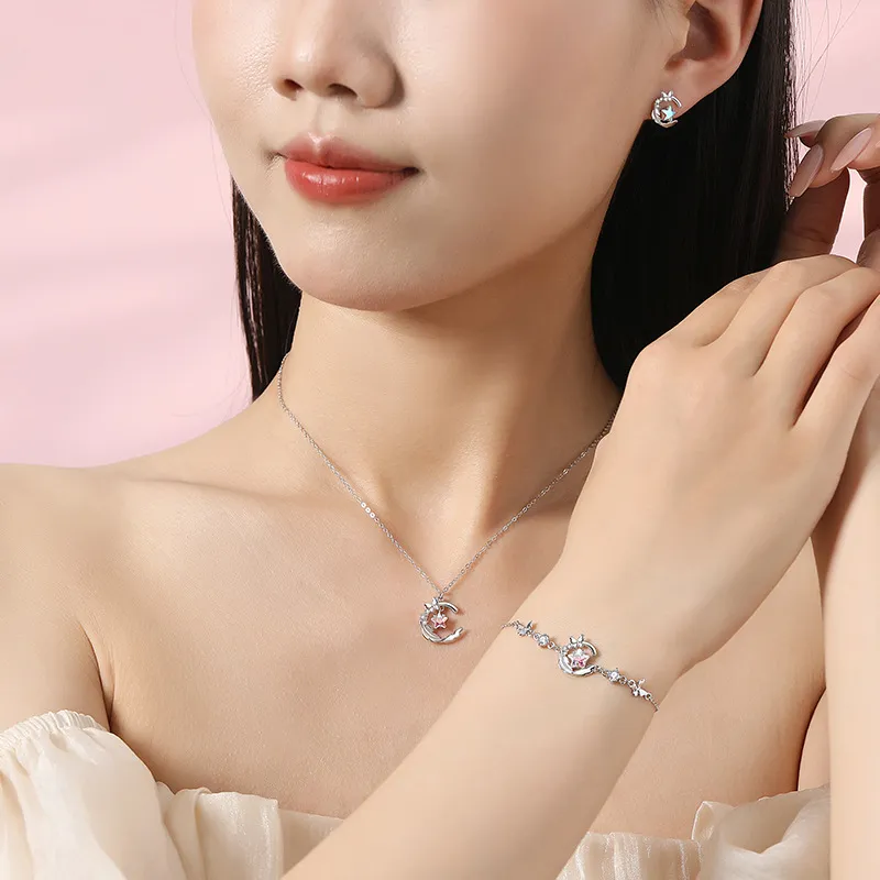 DAWO 925 Sterling Silver Design Mori Style Stars Refreshing Sweet Style Bracelet Women's-3