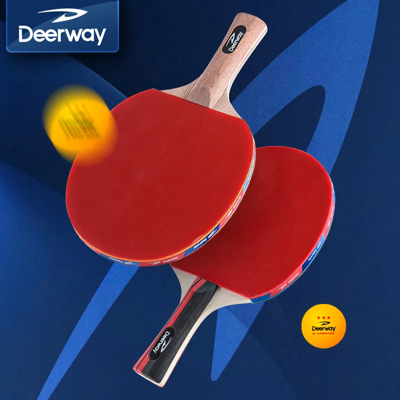 DEERWAY Ping Pong Paddles Unisex 7 Layer Poplar Blade Black Red-0