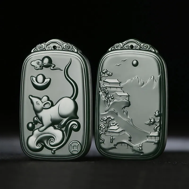 KUNYUYAO Hetian Jade Pendants Green Jade Unisex-1