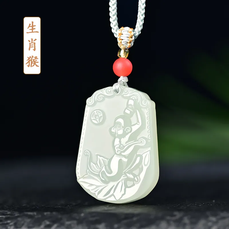 KUNYUYAO Hetian Jade Pendants Pale Greenish White Jade Unisex-122