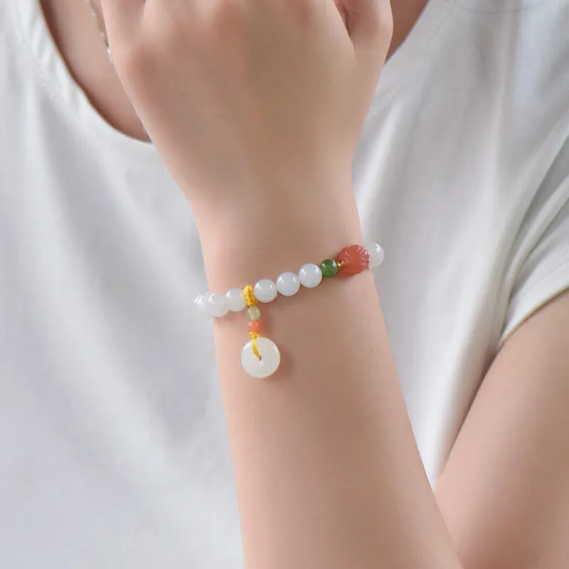 KUNYUYAO Hetian Jade Bracelets White Jade Unisex-11