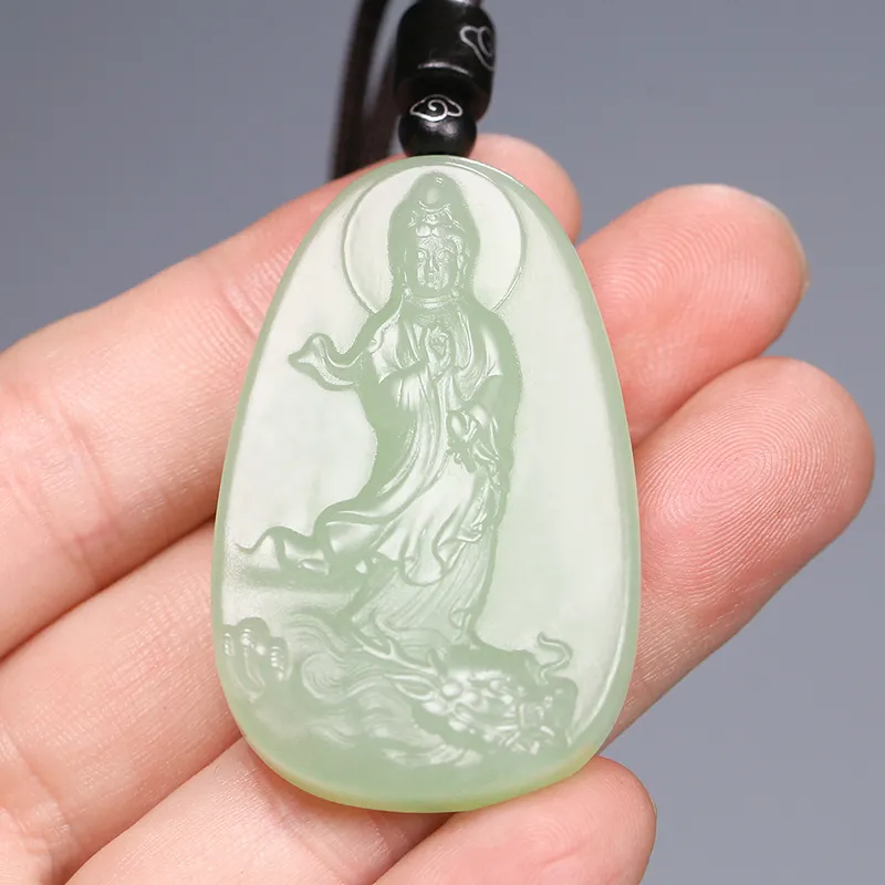 KUNYUYAO Hetian Jade Pendants White Jade/Pale Greenish White Jade Unisex-3
