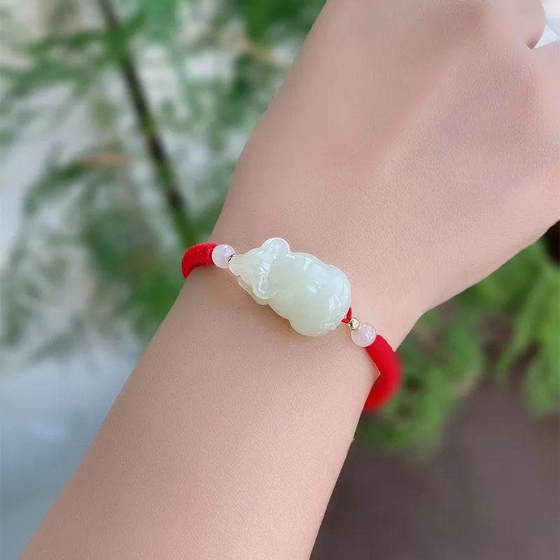 KUNYUYAO Hetian Jade Bracelets Pale Greenish White Jade Unisex-7
