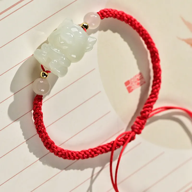 KUNYUYAO Hetian Jade Bracelets Pale Greenish White Jade Unisex-39