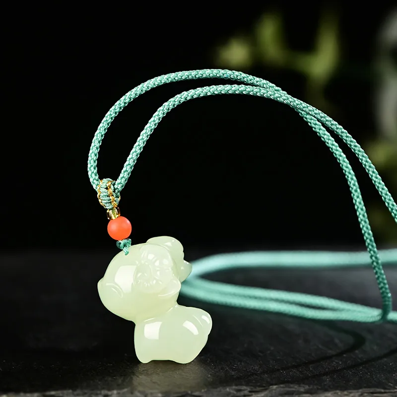 KUNYUYAO Hetian Jade Pendants White Jade/Pale Greenish White Jade Unisex-1
