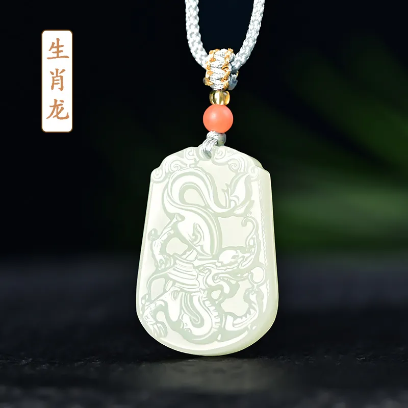 KUNYUYAO Hetian Jade Pendants Pale Greenish White Jade Unisex-98