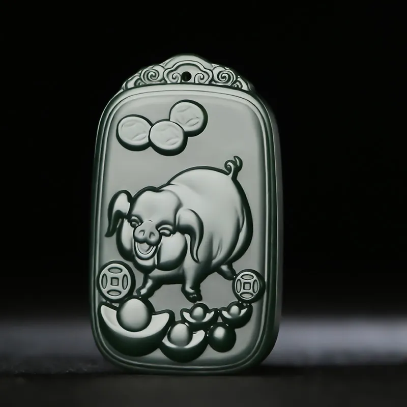 KUNYUYAO Hetian Jade Pendants Green Jade Unisex-35