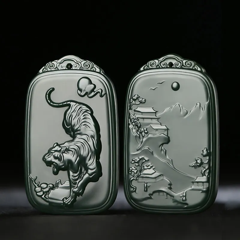 KUNYUYAO Hetian Jade Pendants Green Jade Unisex-7