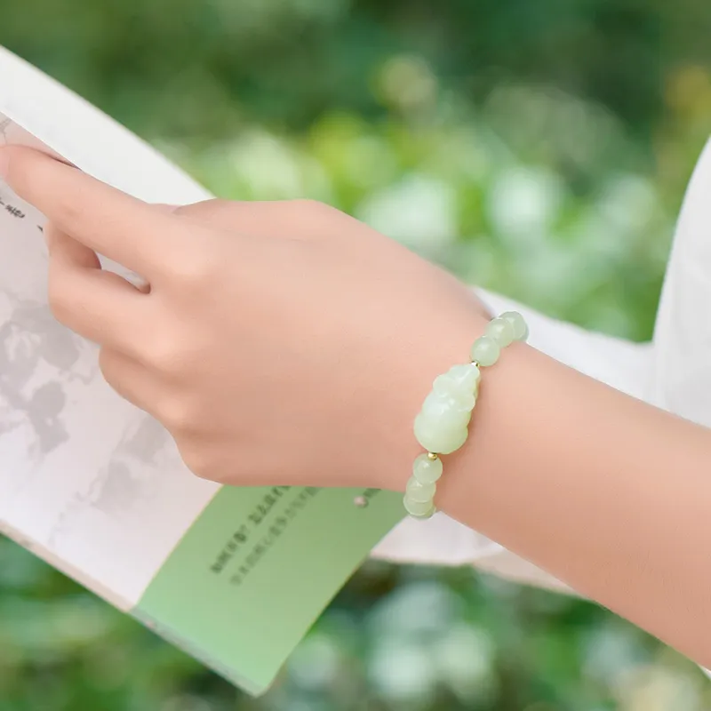 KUNYUYAO Chinese Zodiac Zodiac Year Bead Chain Beaded Bracelet White Jade Unisex-13