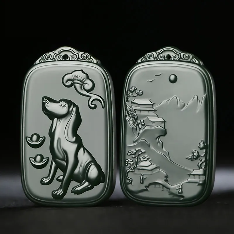 KUNYUYAO Hetian Jade Pendants Green Jade Unisex-31