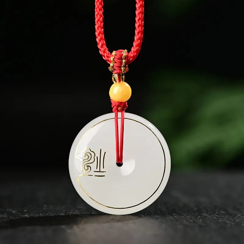 KUNYUYAO Hetian Jade Pendants White Jade Unisex-3