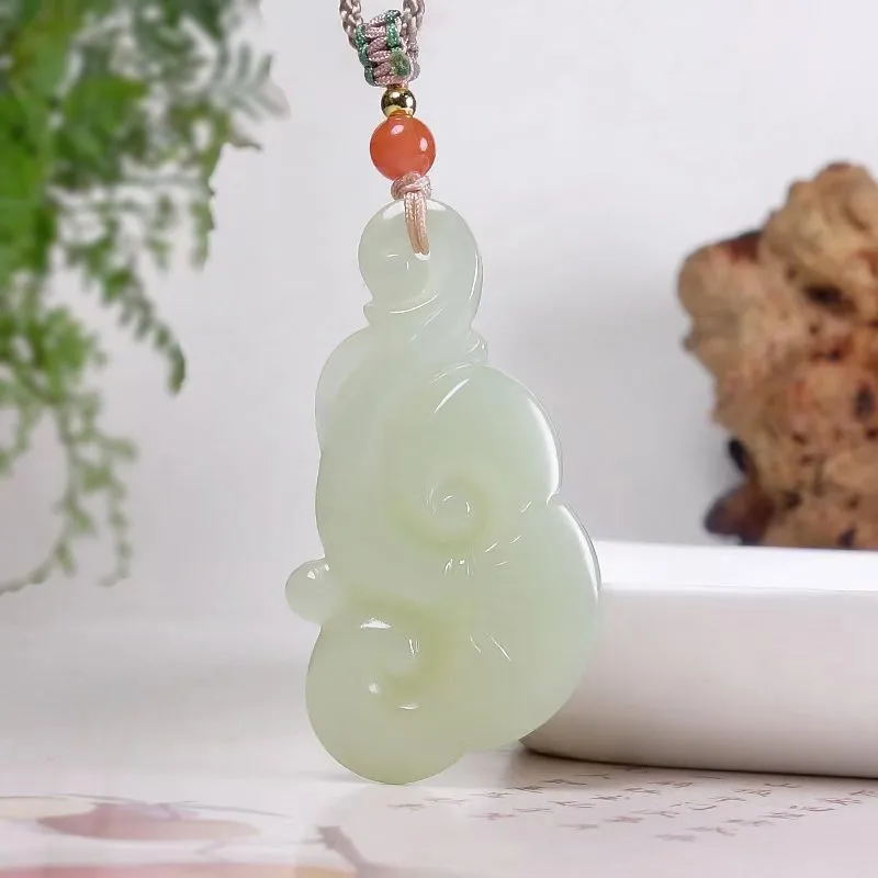 KUNYUYAO Hetian Jade Pendants White Jade Unisex-3