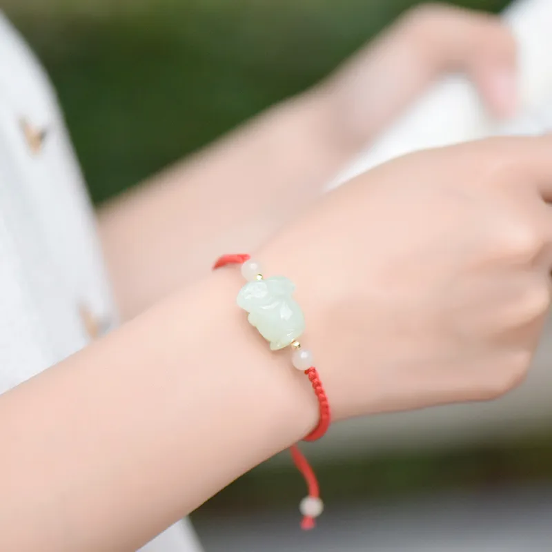 KUNYUYAO Hetian Jade Bracelets Pale Greenish White Jade Unisex-16