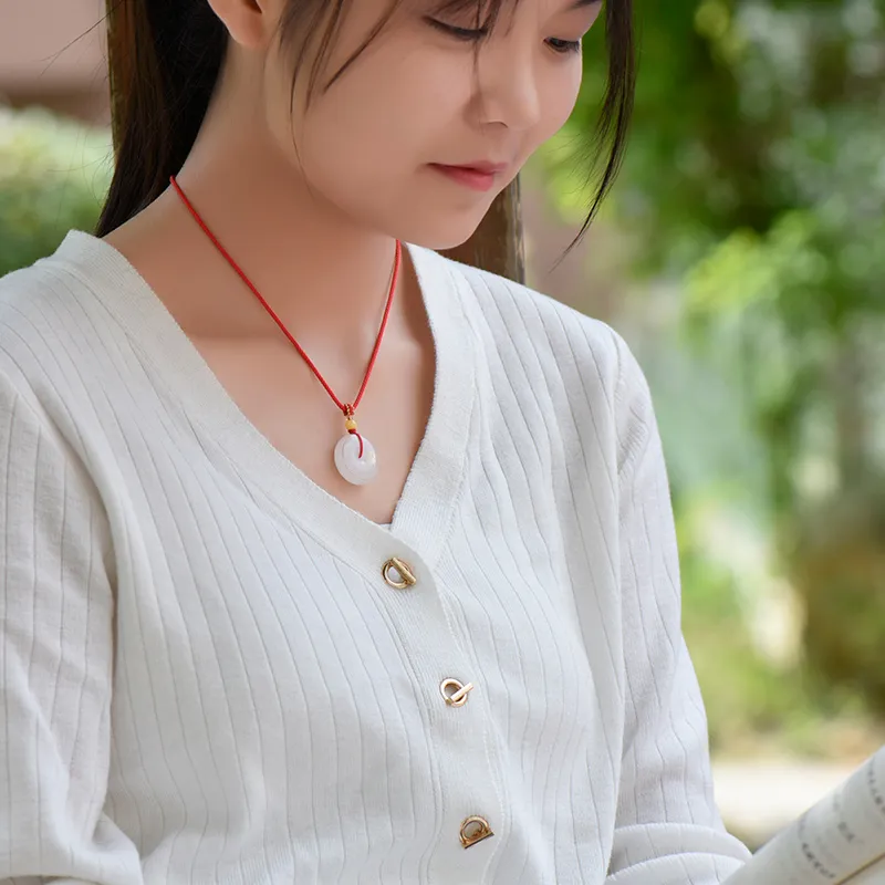 KUNYUYAO Hetian Jade Pendants White Jade Unisex-6