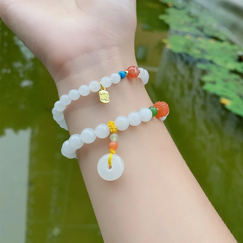 KUNYUYAO Hetian Jade Bracelets White Jade Unisex-13
