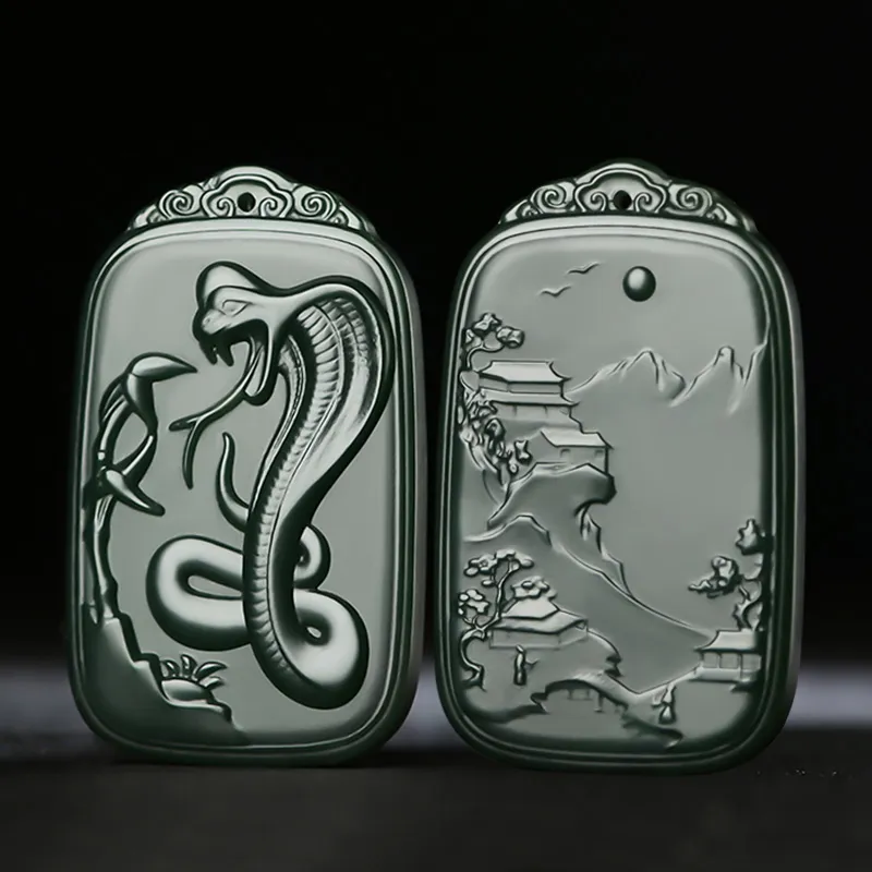 KUNYUYAO Hetian Jade Pendants Green Jade Unisex-16