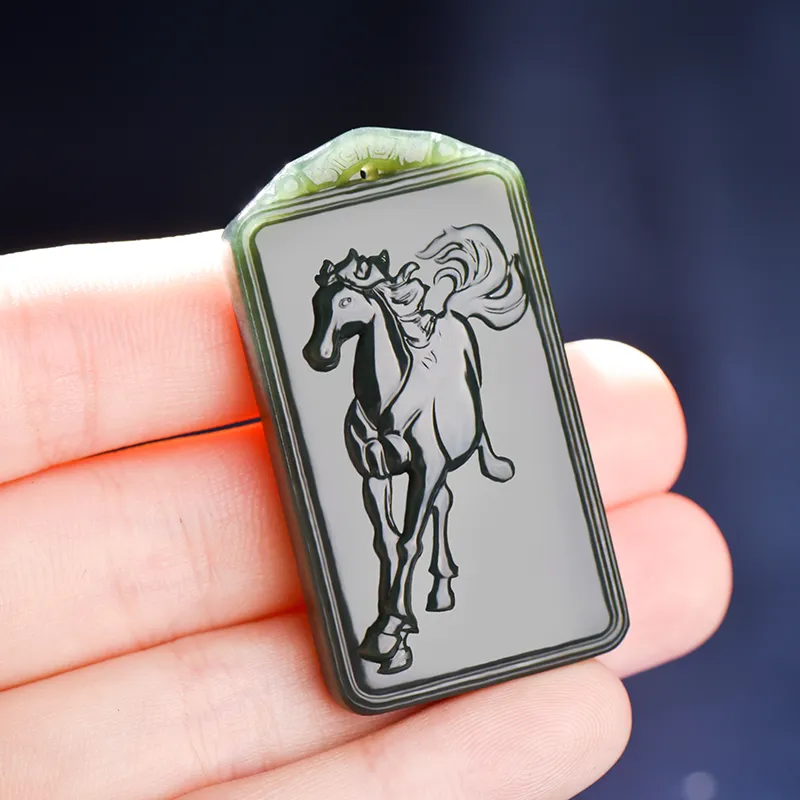 KUNYUYAO Hetian Jade Pendants Green Jade Unisex-33