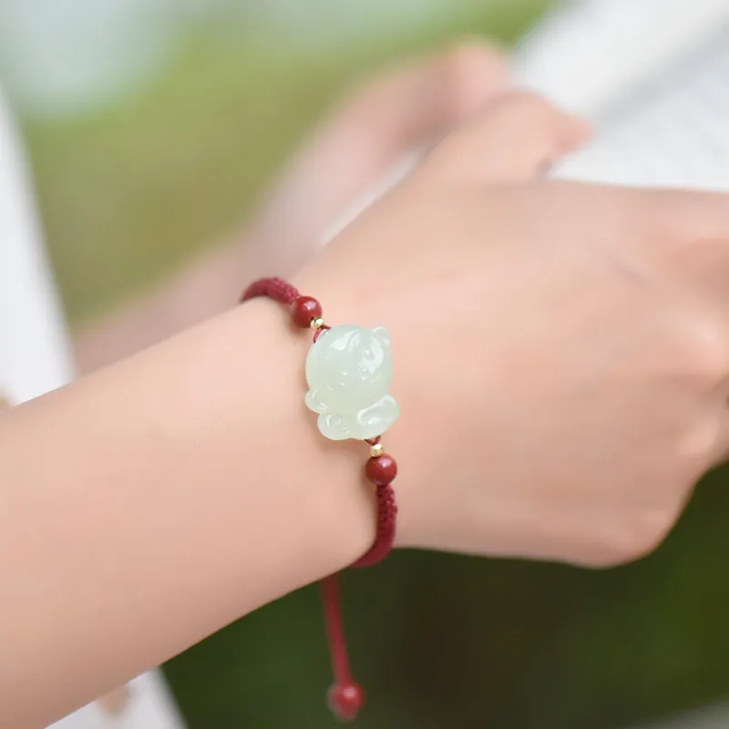 KUNYUYAO Hetian Jade Bracelets Pale Greenish White Jade Unisex-31