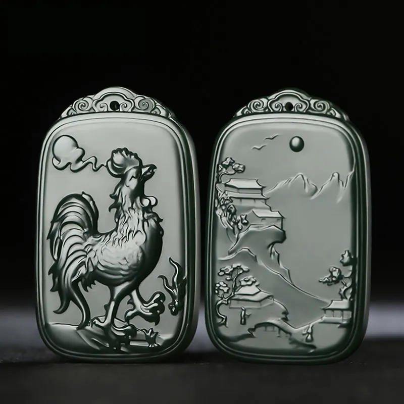 KUNYUYAO Hetian Jade Pendants Green Jade Unisex-28