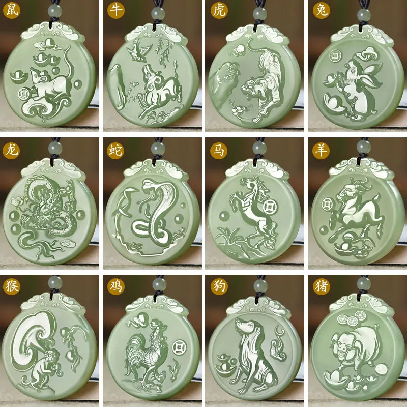 KUNYUYAO Hetian Jade Pendants Pale Greenish White Jade Unisex-71