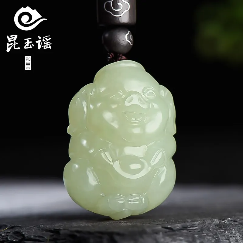 KUNYUYAO Hetian Jade Pendants Pale Greenish White Jade Unisex-10