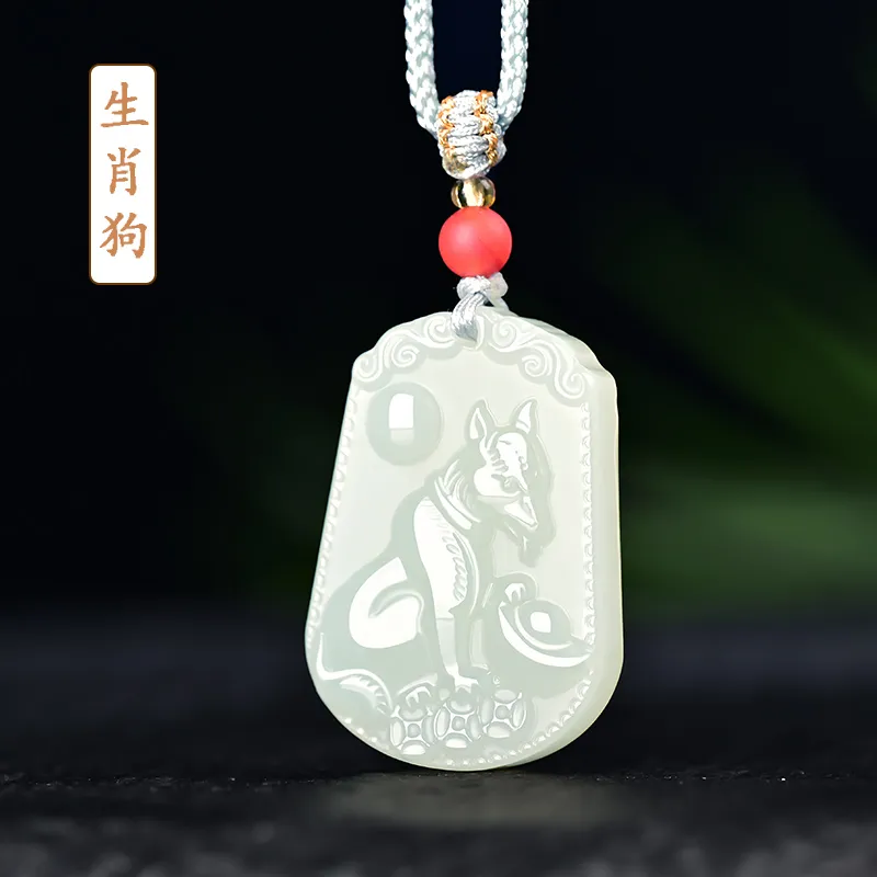 KUNYUYAO Hetian Jade Pendants Pale Greenish White Jade Unisex-134