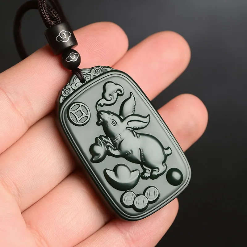 KUNYUYAO Hetian Jade Pendants Green Jade Unisex-11