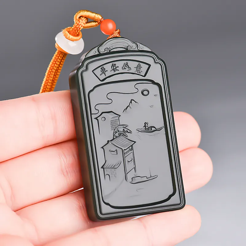 KUNYUYAO Hetian Jade Pendants Green Jade Unisex-5