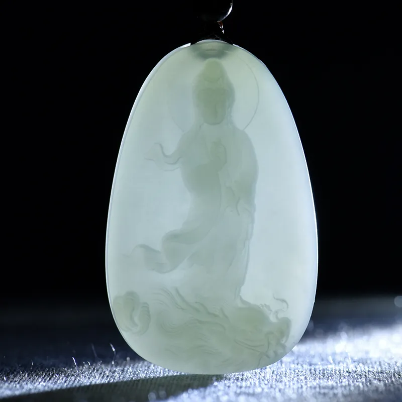 KUNYUYAO Hetian Jade Pendants White Jade/Pale Greenish White Jade Unisex-4