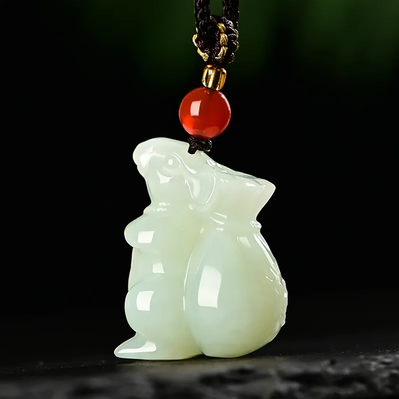 KUNYUYAO Hetian Jade Pendants White Jade/Pale Greenish White Jade Unisex-2
