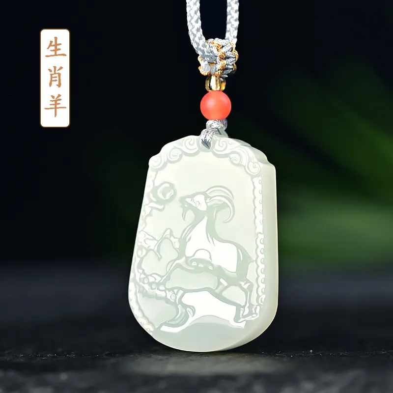 KUNYUYAO Hetian Jade Pendants Pale Greenish White Jade Unisex-116