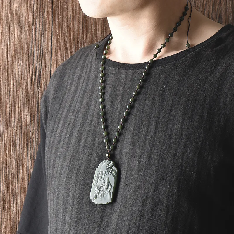 KUNYUYAO Hetian Jade Pendants Green Jade Unisex-6