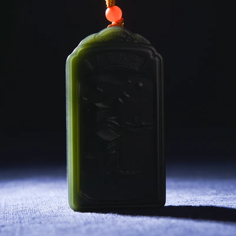 KUNYUYAO Hetian Jade Pendants Green Jade Unisex-4