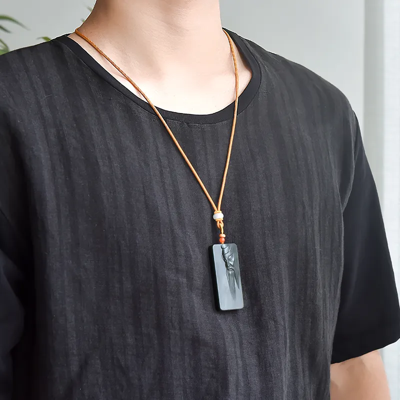 KUNYUYAO Hetian Jade Pendants Green Jade Unisex-7