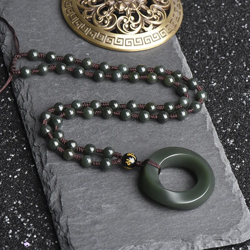 KUNYUYAO Hetian Jade Pendants Green Jade Unisex-5