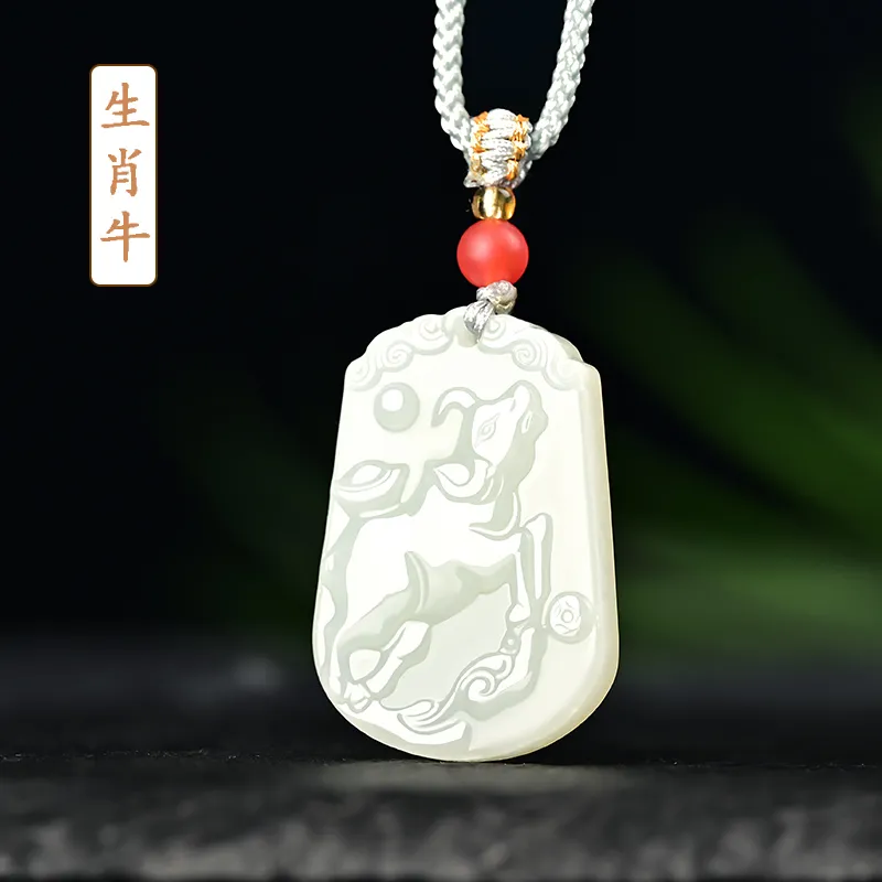 KUNYUYAO Hetian Jade Pendants Pale Greenish White Jade Unisex-80