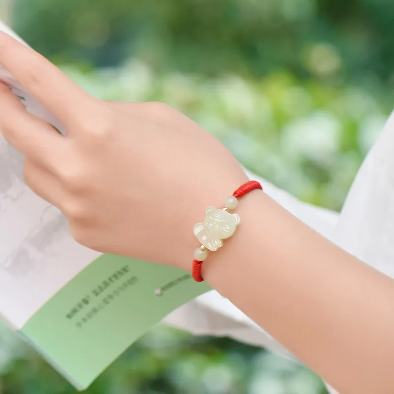KUNYUYAO Hetian Jade Bracelets Pale Greenish White Jade Unisex-12