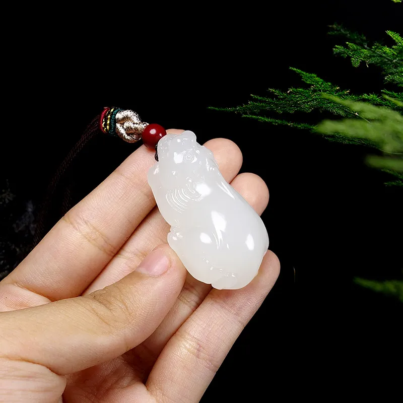 KUNYUYAO Hetian Jade Pendants Green Jade Unisex-13
