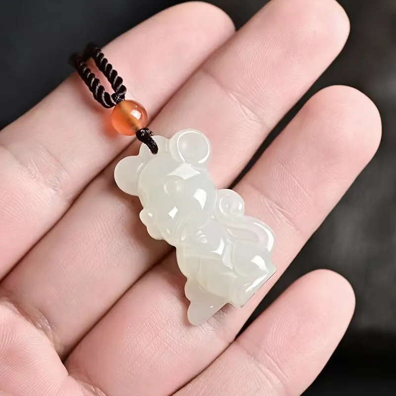 KUNYUYAO Hetian Jade Pendants White Jade Unisex-3