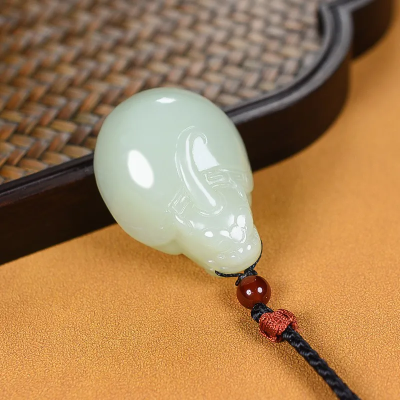 KUNYUYAO Hetian Jade Pendants White Jade Unisex-11