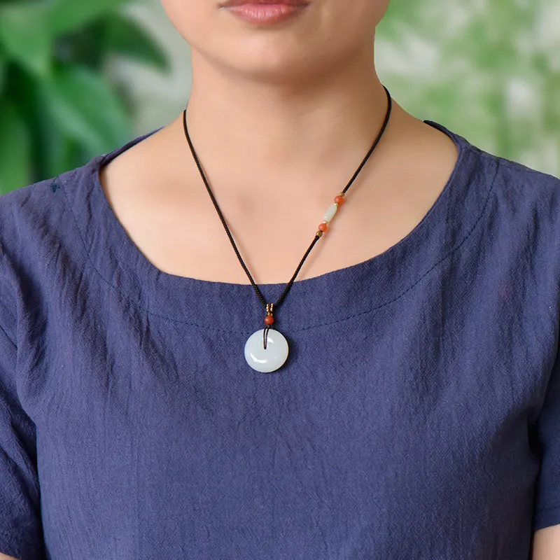 KUNYUYAO Hetian Jade Pendants Pale Greenish White Jade Unisex-16