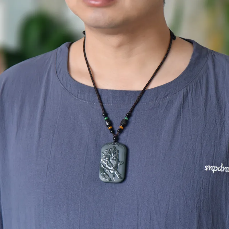 KUNYUYAO Hetian Jade Pendants Green Jade Unisex-11