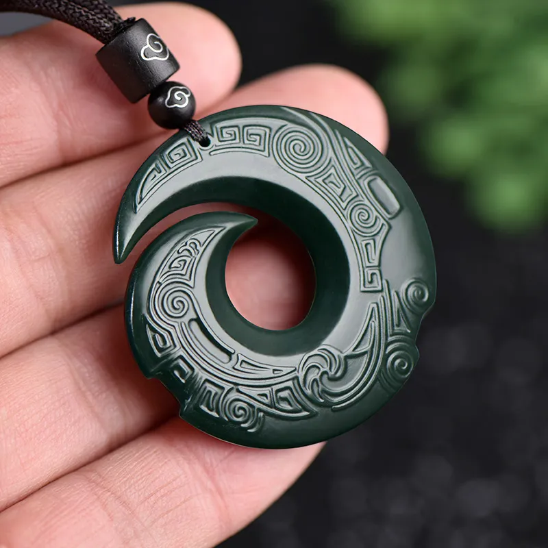 KUNYUYAO Hetian Jade Pendants Green Jade Unisex-3