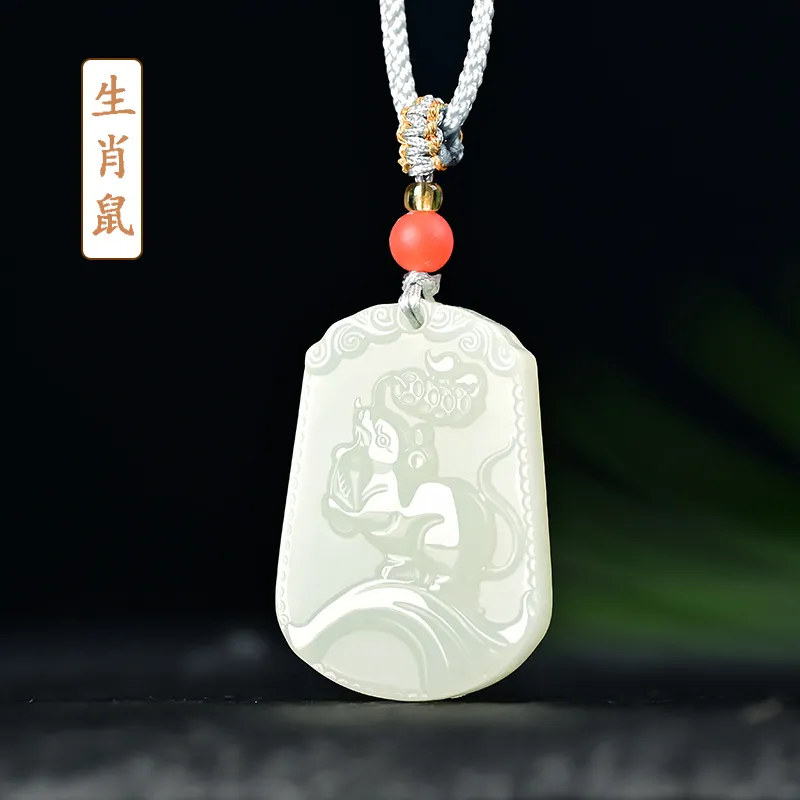 KUNYUYAO Hetian Jade Pendants Pale Greenish White Jade Unisex-74